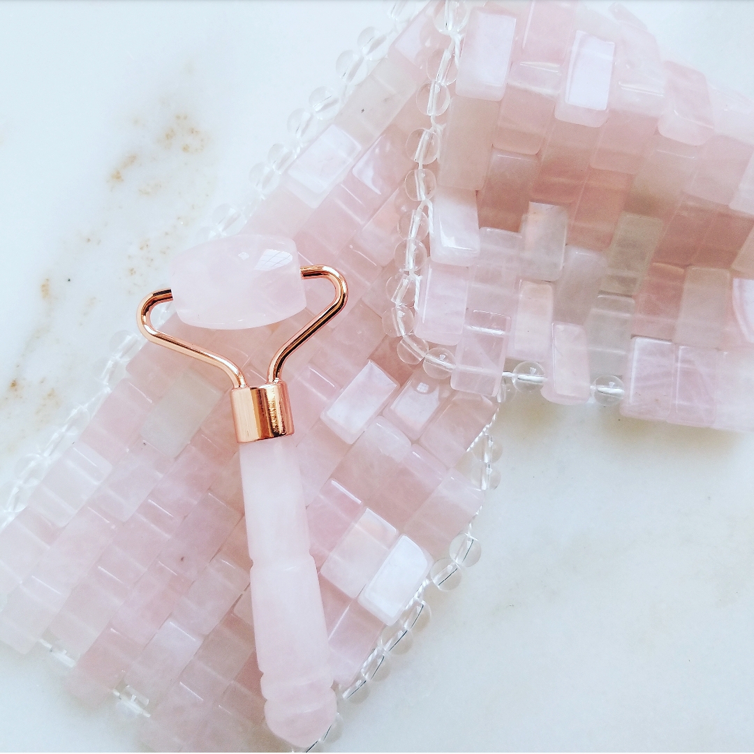 rose quartz roller and eye mask