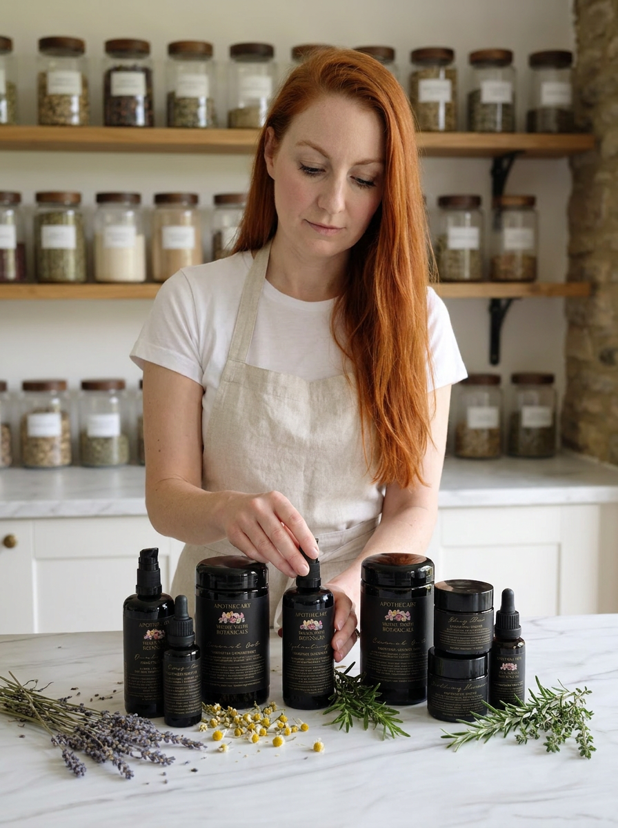 Marissa, founder of Wilder North Botanicals, in her apothecary studio